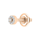 14K Rose Gold Round White Diamond Ladies Cluster Stud Earring (1PC ONLY)