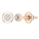 0.05 Carat (ctw) 14K Rose Gold Round White Diamond Ladies Cluster Stud Earrings