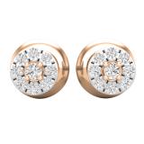 0.05 Carat (ctw) 14K Rose Gold Round White Diamond Ladies Cluster Stud Earrings