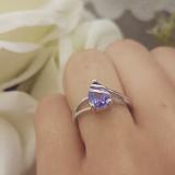 Sterling Silver 8X6 MM Pear Tanzanite Ladies Solitaire Bridal Engagement Ring