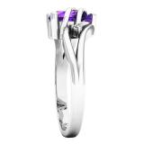 14K White Gold 8X6 MM Pear Amethyst & Round White Diamond Ladies Engagement Ring