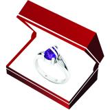 14K White Gold 8X6 MM Pear Amethyst & Round White Diamond Ladies Engagement Ring