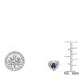 18K Rose Gold 5 MM Each Round Blue Sapphire & White Diamond Ladies Halo Stud Earrings