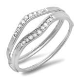 0.12 Carat (ctw) 10K White Gold Round White Diamond Ladies Anniversary Enhancer Guard Wedding Band