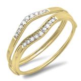 0.12 Carat (ctw) 10K Yellow Gold Round White Diamond Ladies Anniversary Enhancer Guard Wedding Band