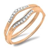 0.12 Carat (ctw) 14K Rose Gold Round White Diamond Ladies Anniversary Enhancer Guard Wedding Band