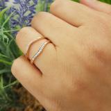 0.12 Carat (ctw) 14K Rose Gold Round White Diamond Ladies Anniversary Enhancer Guard Wedding Band