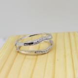 0.12 Carat (ctw) 14K White Gold Round White Diamond Ladies Anniversary Enhancer Guard Wedding Band