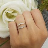 0.12 Carat (ctw) 14K White Gold Round White Diamond Ladies Anniversary Enhancer Guard Wedding Band