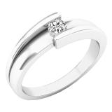 0.15 Carat (ctw) 18K White Gold Round White Diamond Ladies Fashion Bridal Solitaire Engagement Ring