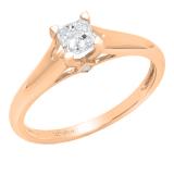 0.50 Carat (ctw) 10K Rose Gold Princess Diamond Ladies Solitaire Engagement Ring 1/2 CT