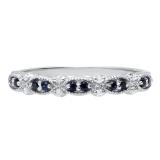 Sterling Silver Round Blue Sapphire & White Diamond Ladies Anniversary Wedding Band