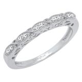 0.10 Carat (Ctw) 10K White Gold Round Diamond Ladies Anniversary Wedding Stackable Band 1/10 CT