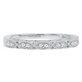 0.10 Carat (Ctw) 10K White Gold Round Diamond Ladies Anniversary Wedding Stackable Band 1/10 CT