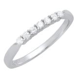 0.18 Carat (ctw) 10K White Gold Round White Diamond Ladies Bridal Wedding Band Anniversary Ring
