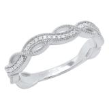 0.15 Carat (Ctw) 10K White Gold Round Diamond Ladies Bridal Anniversary Wedding Swirl Band