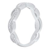 0.15 Carat (Ctw) 10K White Gold Round Diamond Ladies Bridal Anniversary Wedding Swirl Band