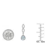 10K White Gold 7X5 MM Each Pear Aquamarine & Round Diamond Ladies Infinity Dangling Drop Earrings