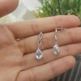 10K White Gold 7X5 MM Each Pear Aquamarine & Round Diamond Ladies Infinity Dangling Drop Earrings