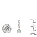 18K Rose Gold 7X5 MM Each Pear Aquamarine & Round Diamond Ladies Infinity Dangling Drop Earrings