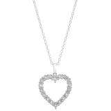 0.22 Carat (ctw) Sterling Silver Round White Diamond Ladies Outline Heart Pendant 1/4 CT