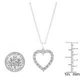 0.22 Carat (ctw) Sterling Silver Round White Diamond Ladies Outline Heart Pendant 1/4 CT