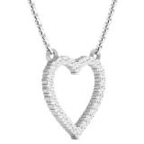 0.20 Carat (Ctw) 10K White Gold Round White Diamond Ladies Heart Pendant