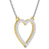 0.20 Carat (Ctw) 10K Yellow Gold Round White Diamond Ladies Heart Pendant