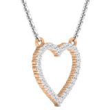 0.20 Carat (Ctw) 18K Rose Gold Round White Diamond Ladies Heart Pendant