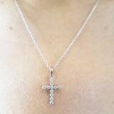 0.12 Carat (Ctw) 10K White Gold Round Diamond Ladies Cross Pendant 1/2 CT (Silver Chain Included)