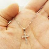 0.12 Carat (Ctw) 10K White Gold Round Diamond Ladies Cross Pendant 1/2 CT (Silver Chain Included)