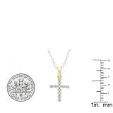 0.12 Carat (Ctw) 10K Yellow Gold Round Diamond Ladies Cross Pendant 1/2 CT (Silver Chain Included)