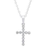 0.12 Carat (Ctw) 14K White Gold Round Diamond Ladies Cross Pendant 1/2 CT (Silver Chain Included)