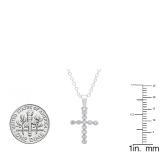 0.12 Carat (Ctw) 14K White Gold Round Diamond Ladies Cross Pendant 1/2 CT (Silver Chain Included)