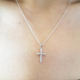 0.12 Carat (Ctw) 14K White Gold Round Diamond Ladies Cross Pendant 1/2 CT (Silver Chain Included)