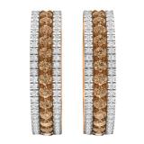1.05 Carat (ctw) 14K Rose Gold Round Champagne & White Diamond Ladies Huggies Hoop Earrings 1 CT