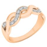 0.08 Carat (ctw) 18K Rose Gold Round White Diamond Ladies Swirl Anniversary Wedding Stackable Band