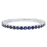 10K White Gold Round Blue Sapphire Ladies Anniversary Wedding Stackable Band