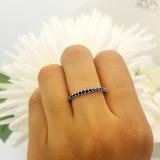 10K White Gold Round Blue Sapphire Ladies Anniversary Wedding Stackable Band