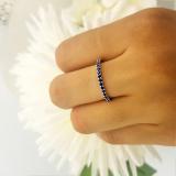 10K White Gold Round Blue Sapphire Ladies Anniversary Wedding Stackable Band
