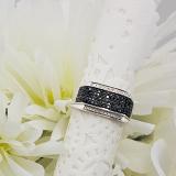 0.42 Carat (ctw) Platinum Plated Sterling Silver Round Black & White Diamond Men's Hip Hop Ring
