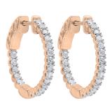 0.70 Carat (Ctw) 10K Rose Gold Round White Diamond Ladies Hoop Earrings 3/4 CT