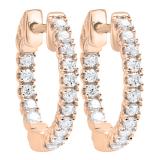 0.52 Carat (Ctw) 14K Rose Gold Round White Diamond Ladies Hoop Earrings 1/2 CT