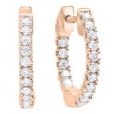 0.52 Carat (Ctw) 18K Rose Gold Round White Diamond Ladies Hoop Earrings 1/2 CT