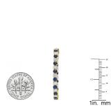 10K Yellow Gold Round Blue Sapphire & White Diamond Ladies Hoop Earrings