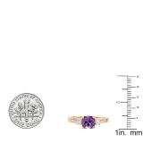 10K Rose Gold 6 MM Cushion Amethyst And Round White Sapphire & Diamond Ladies Engagement Ring