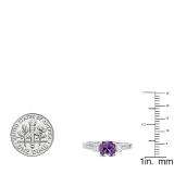 10K White Gold 6 MM Cushion Amethyst And Round White Sapphire & Diamond Ladies Engagement Ring