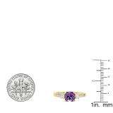 10K Yellow Gold 6 MM Cushion Amethyst And Round White Sapphire & Diamond Ladies Engagement Ring
