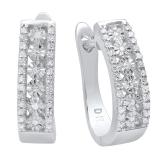 0.22 Carat (ctw) Sterling Silver Round White Diamond Ladies Huggies Hoop Earrings 1/4 CT