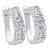 0.22 Carat (ctw) Sterling Silver Round White Diamond Ladies Huggies Hoop Earrings 1/4 CT